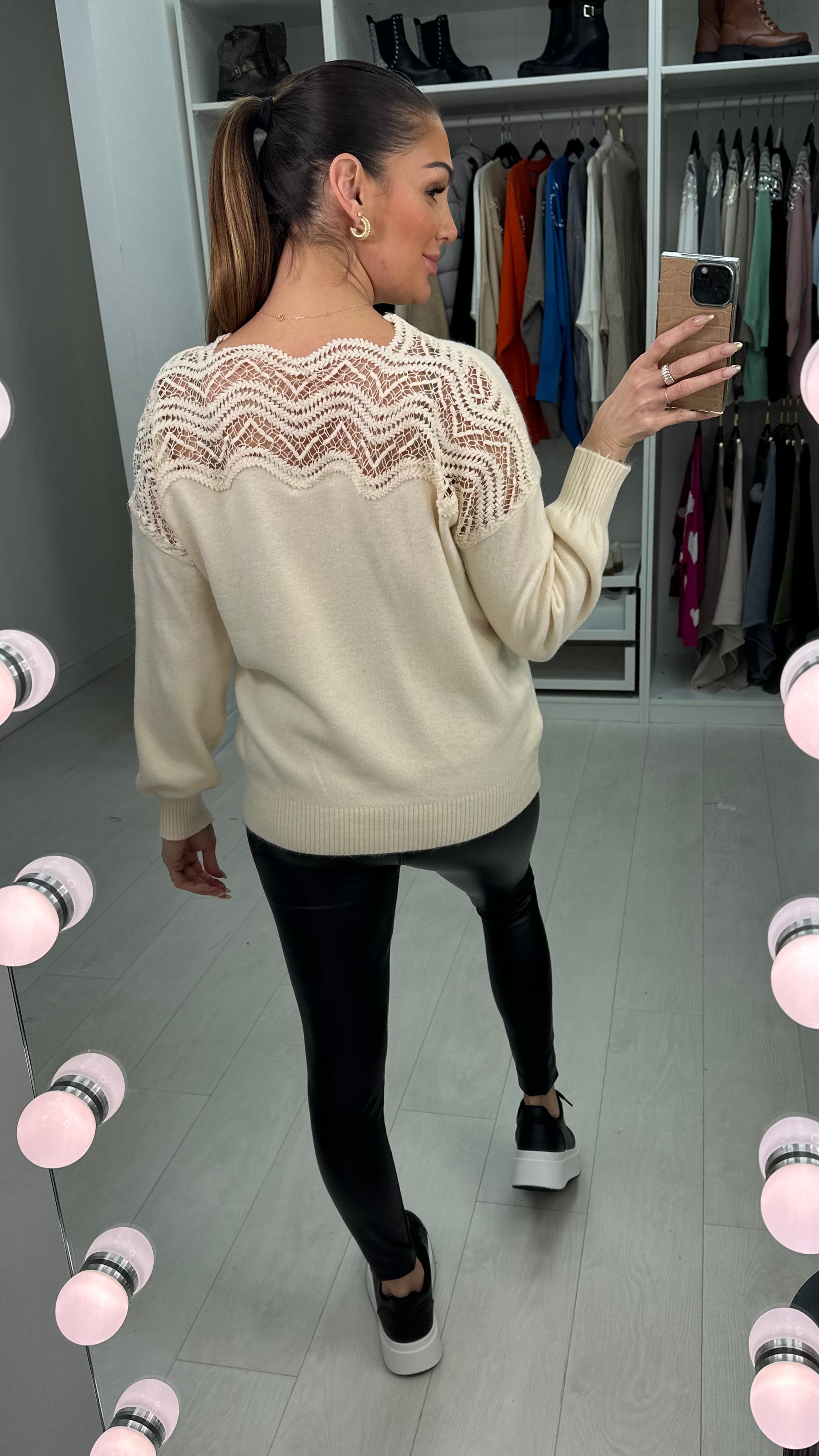 Vita Crochet Panel Back Jumper