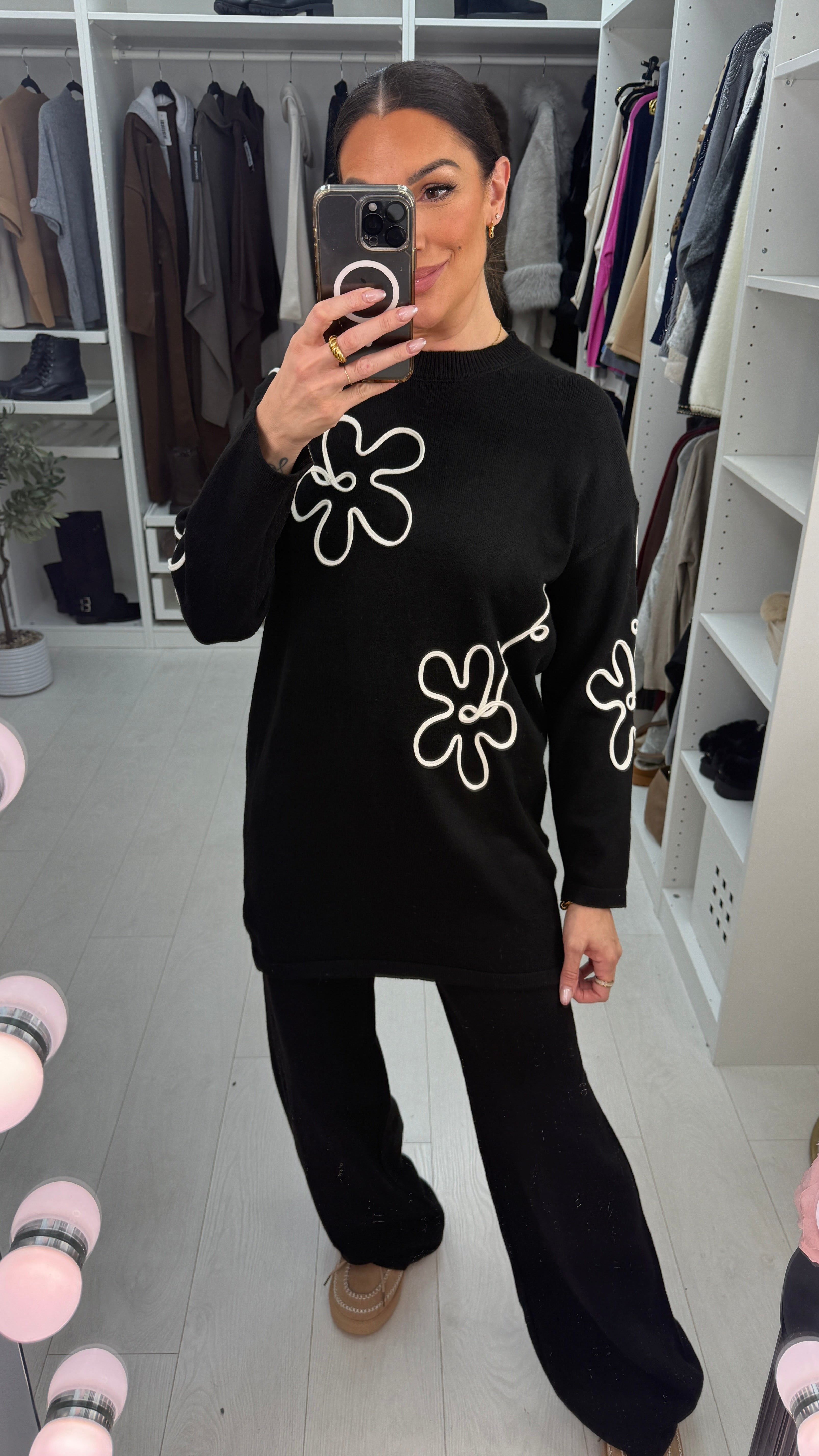 Elora Floral Stitch Detailed Loungewear Set