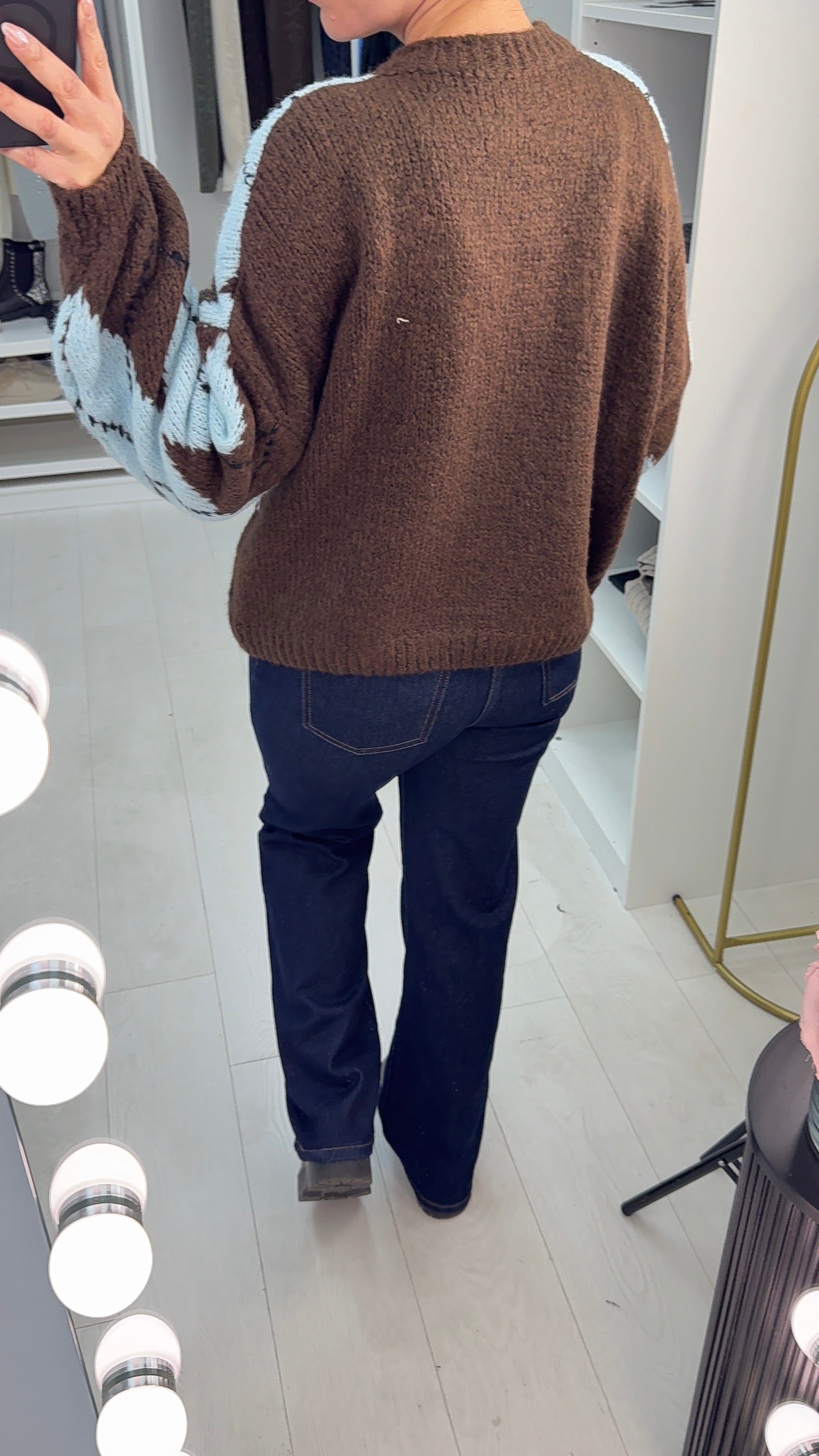 Nattie Argyle Print Chunky Jumper