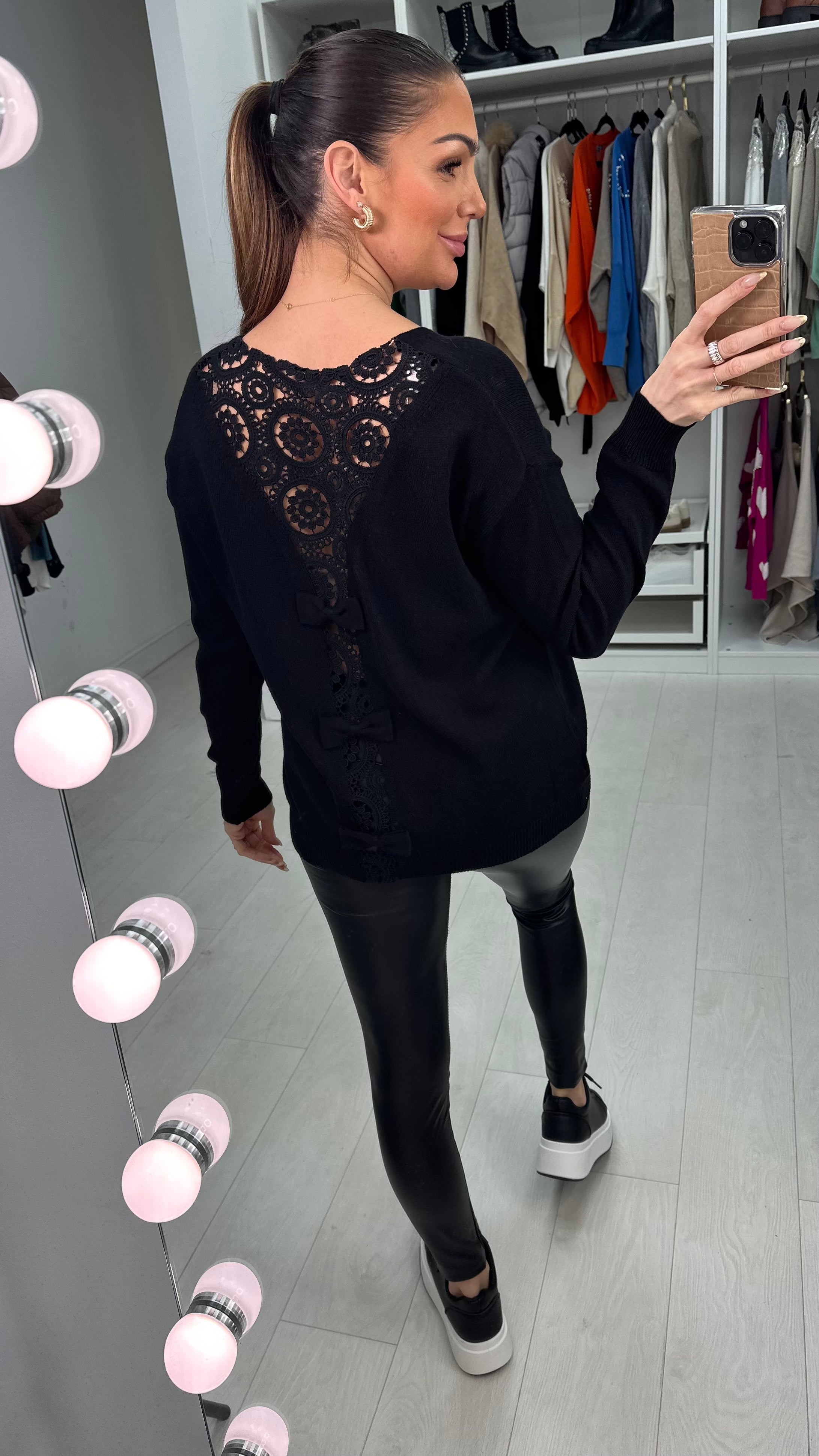 Theydon Crochet Bow Back  Jumper