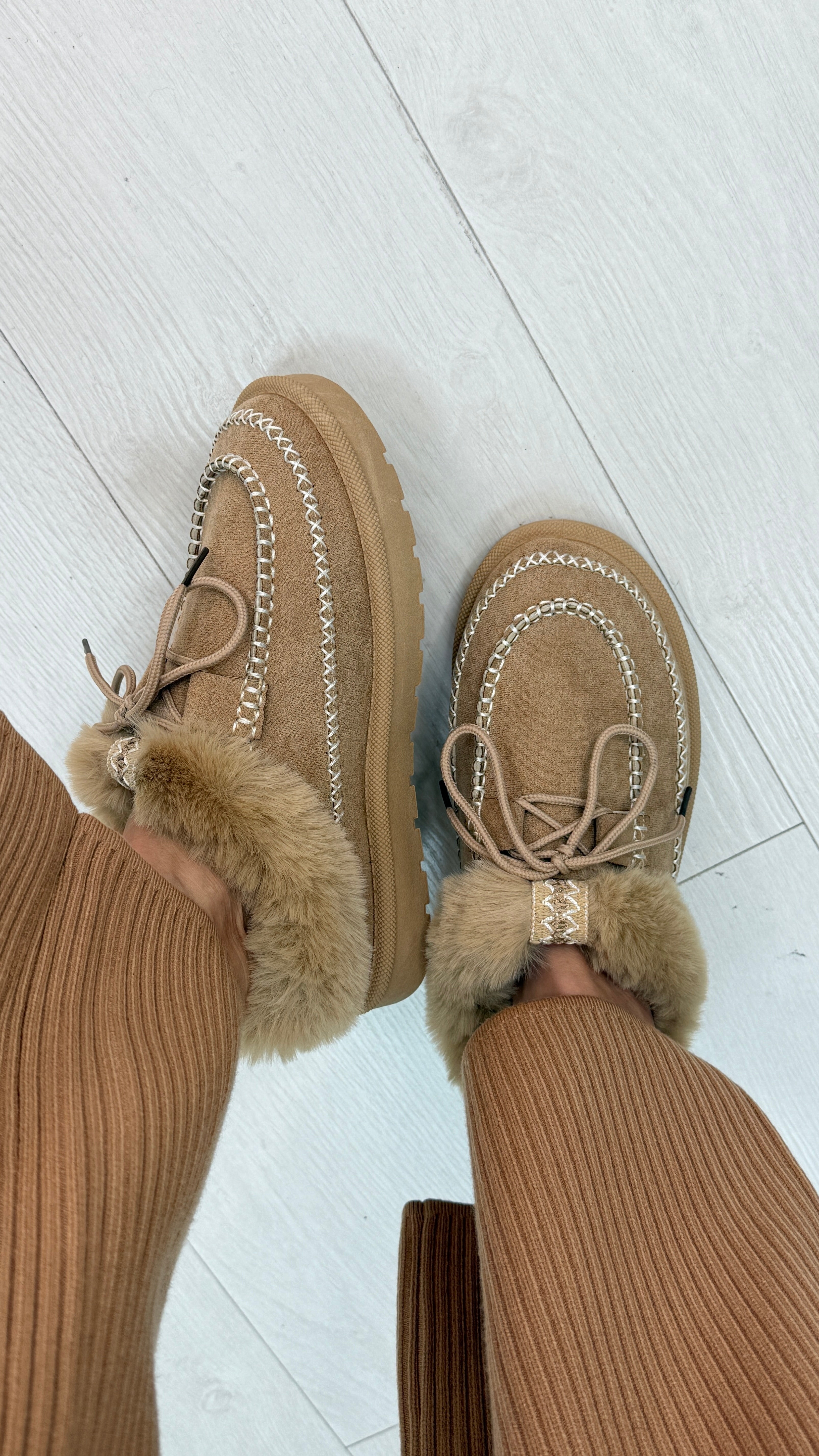 Gail Faux Suede Stitch Hem Detailed Clogs