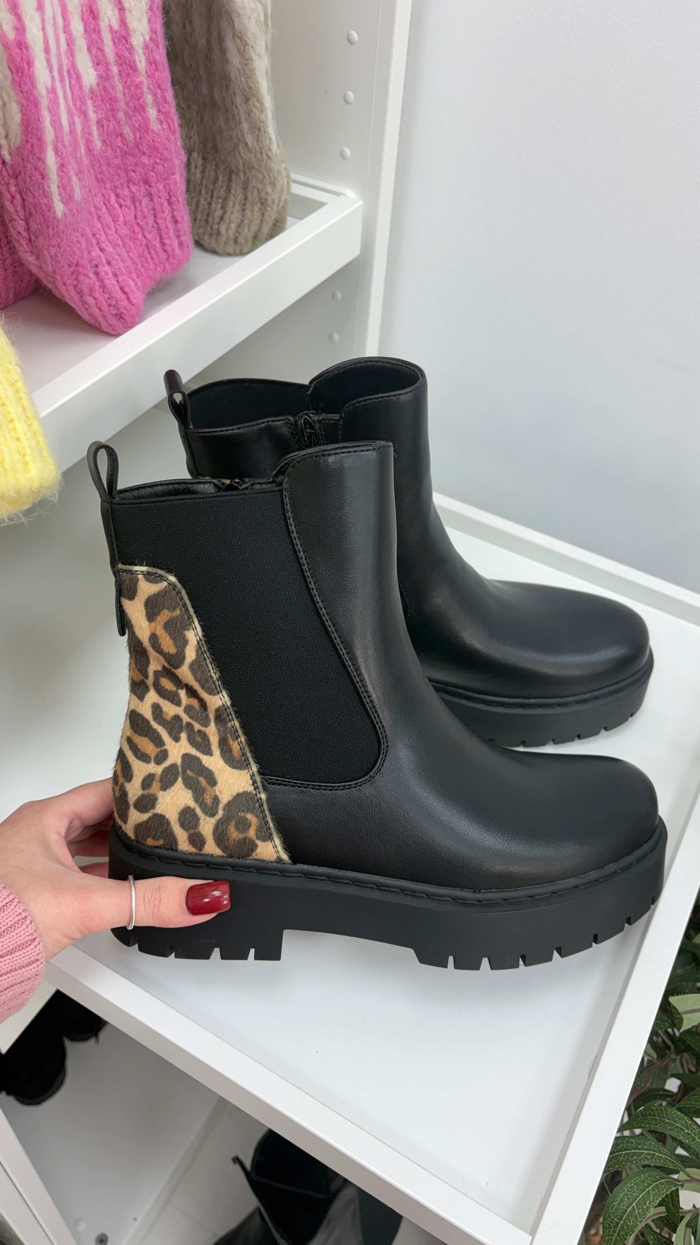 Michella Leopard Print Panel Chelsea Boots