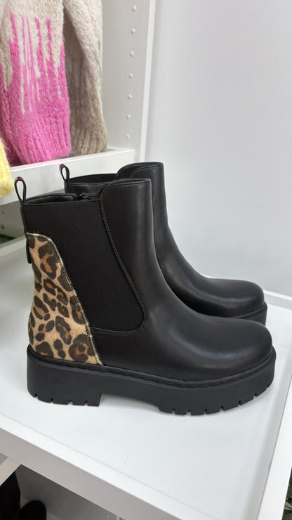 Michella Leopard Print Panel Chelsea Boots