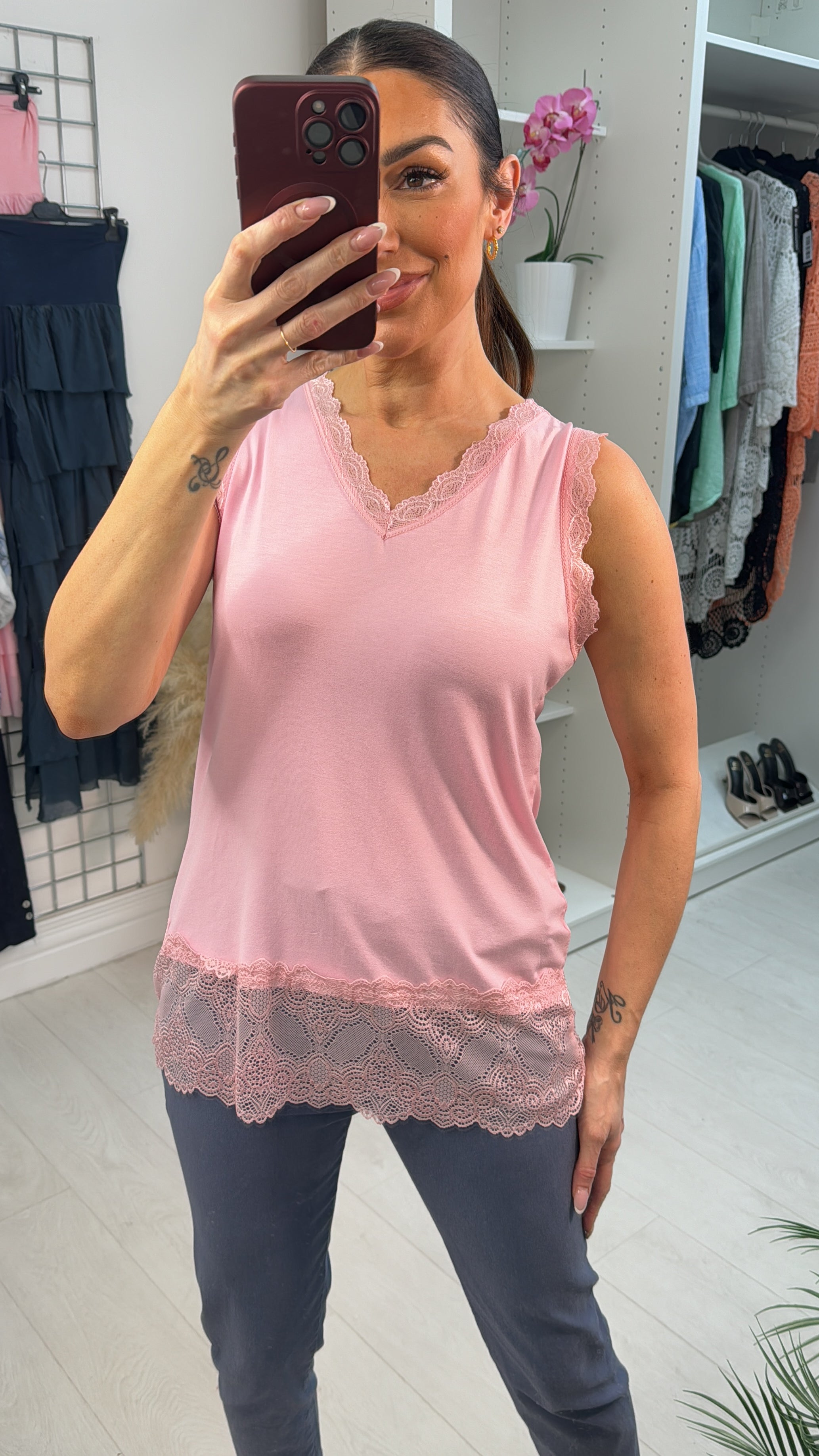 Kirstan Place Lace Hem Vest Top