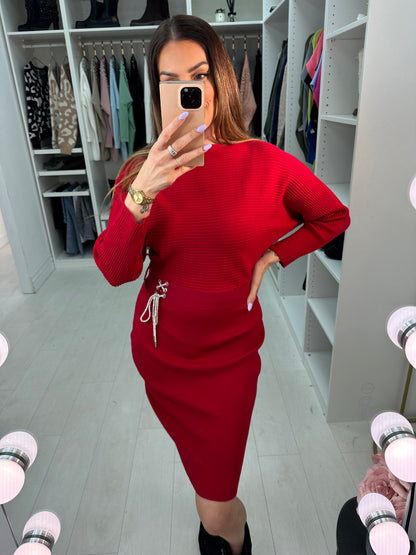 Toya Rib Knit Belted Jumper Dress