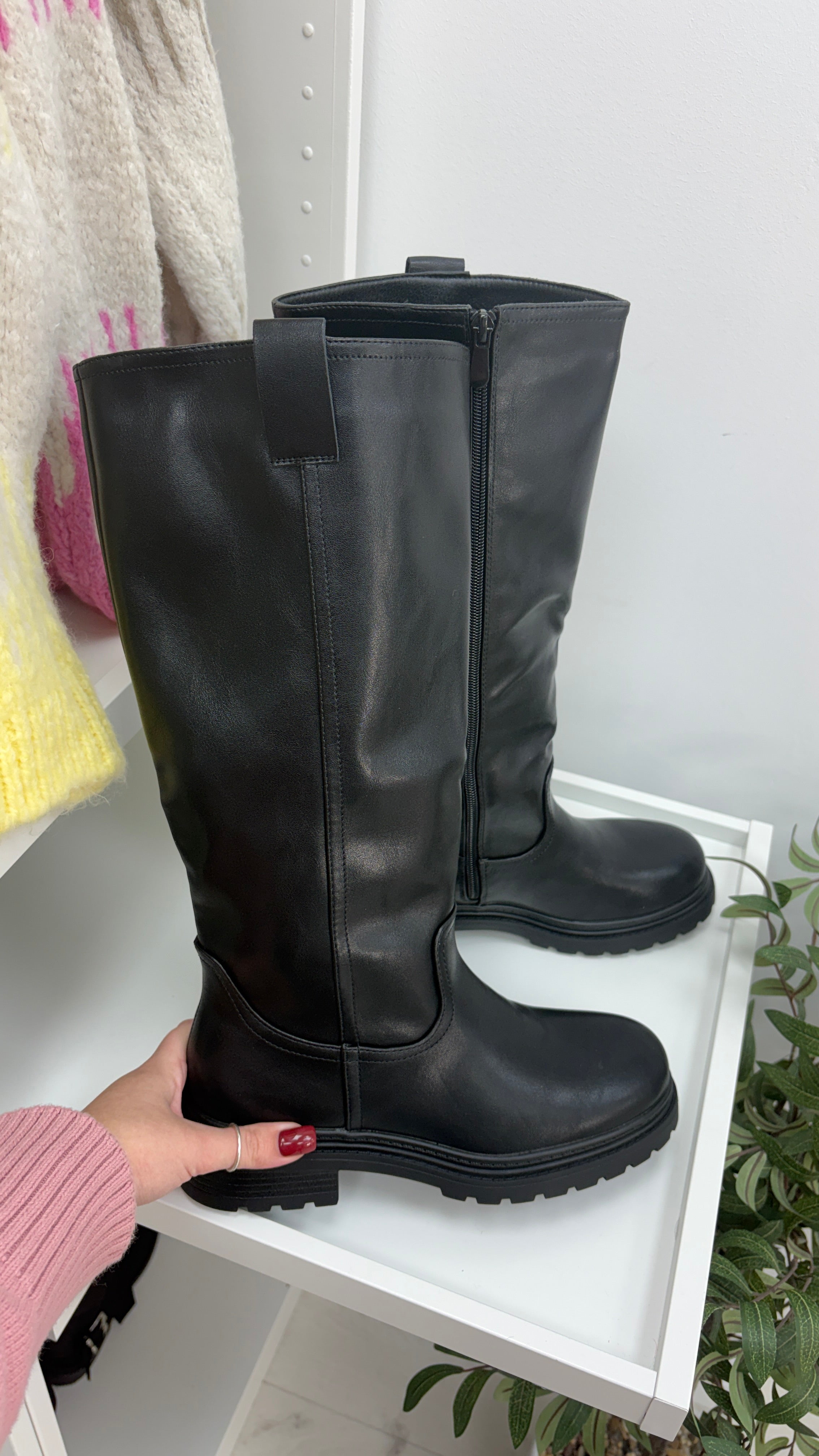 Ellee Faux Leather Chunky Sole Boots