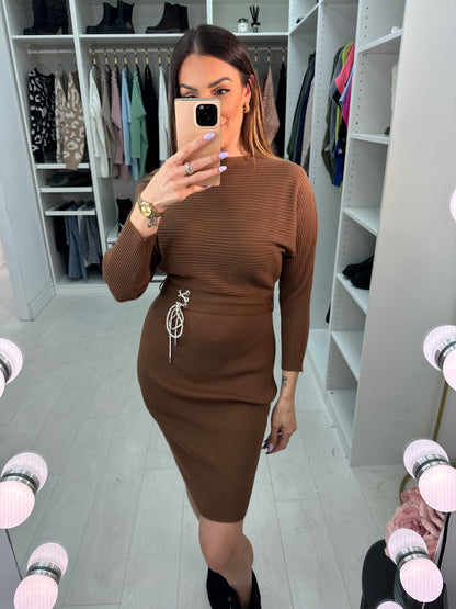 Toya Rib Knit Belted Jumper Dress