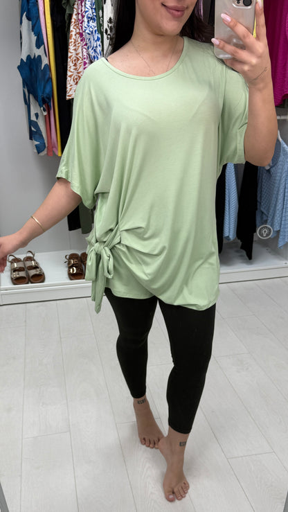 Serenity Plain Tie Front Longline T-shirt