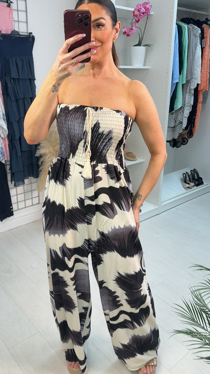 Mirabel Abstract Print Elasticated Bust Bandeau Jumpsuit