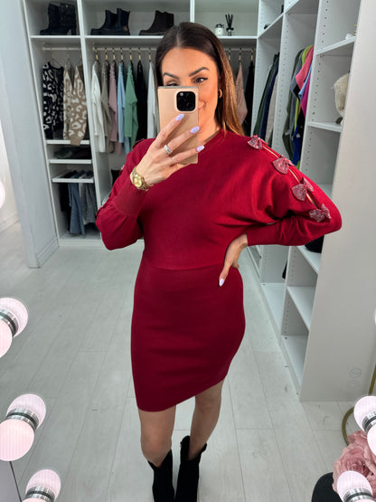 Rizz Diamante Bow Sleeve Detailed Knit Jumper