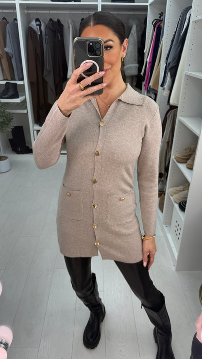 Zosie Button & Diamante Embellished Longline Cardigan