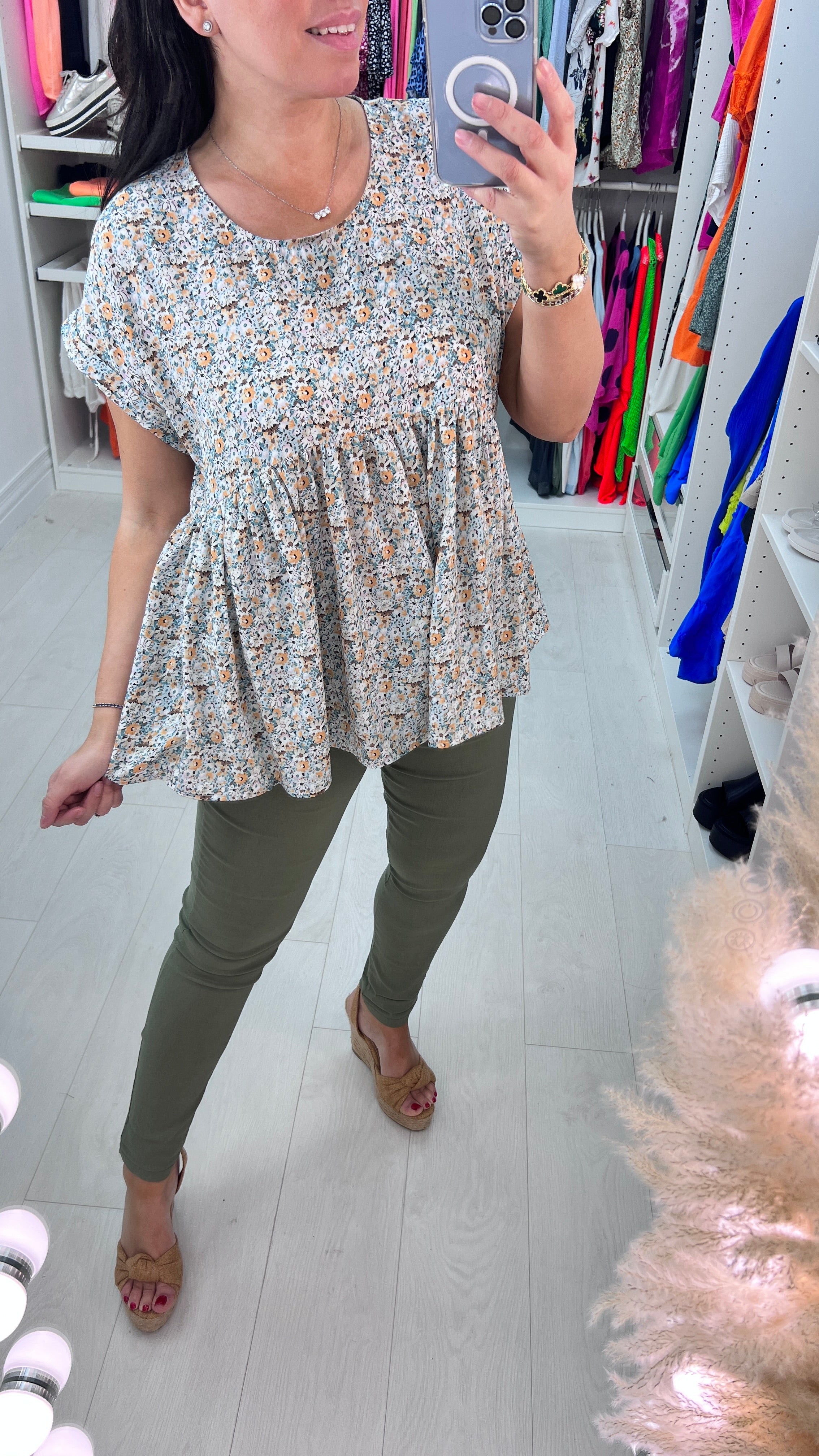 Maribelle Floral Print Pocket Smock Top