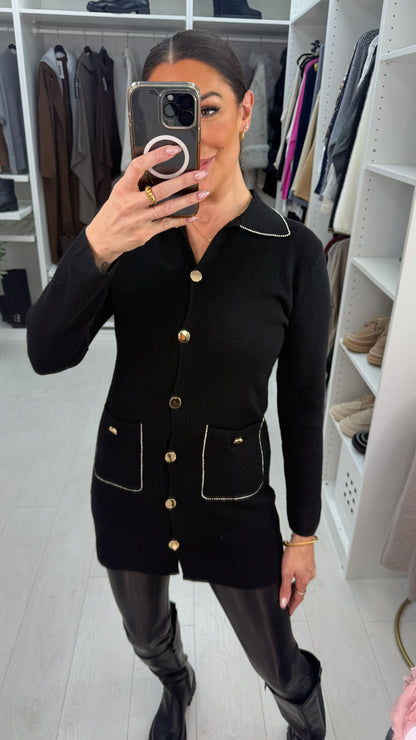 Zosie Button & Diamante Embellished Longline Cardigan