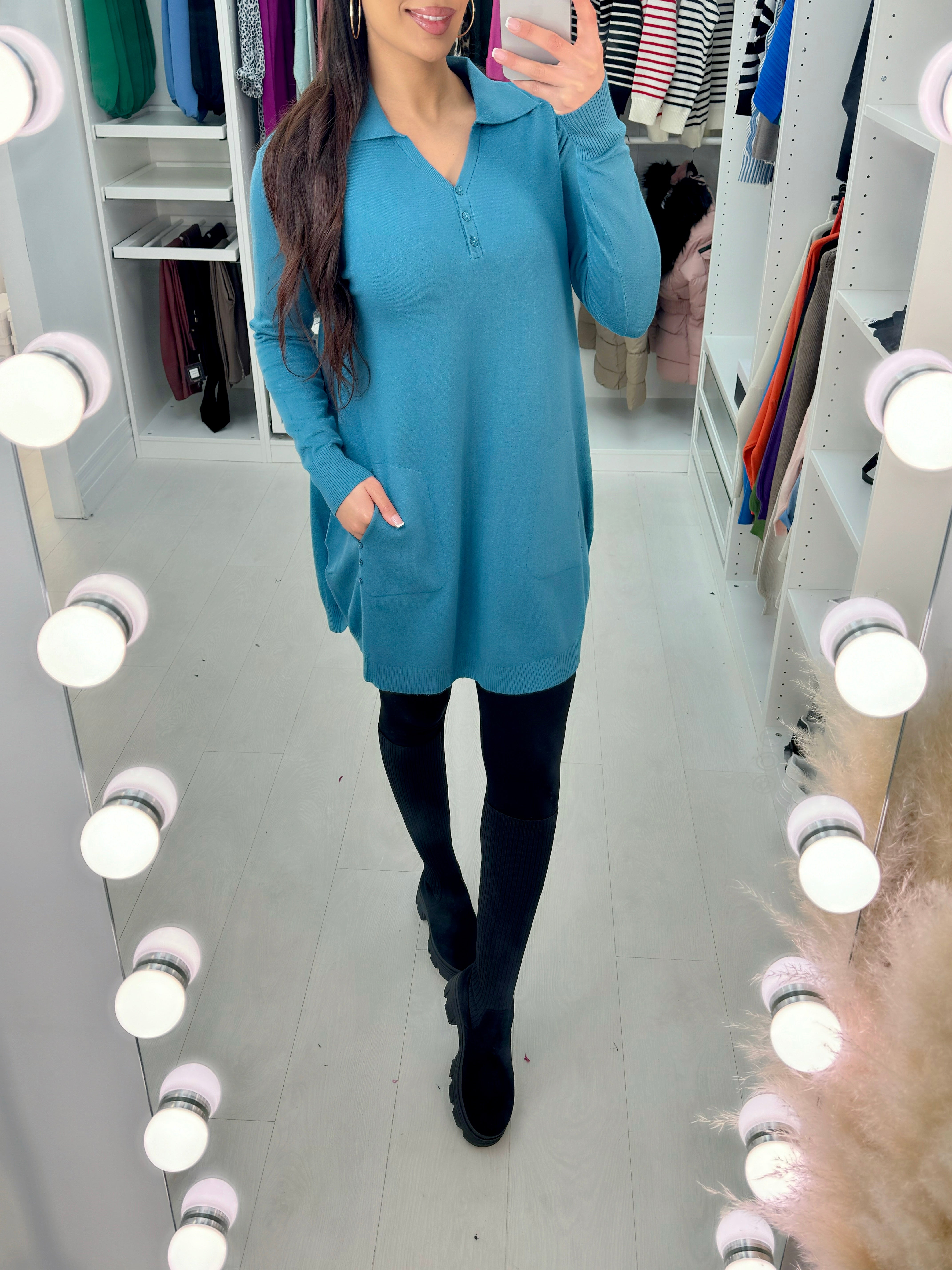 Mira Glitter Button Tunic Jumper