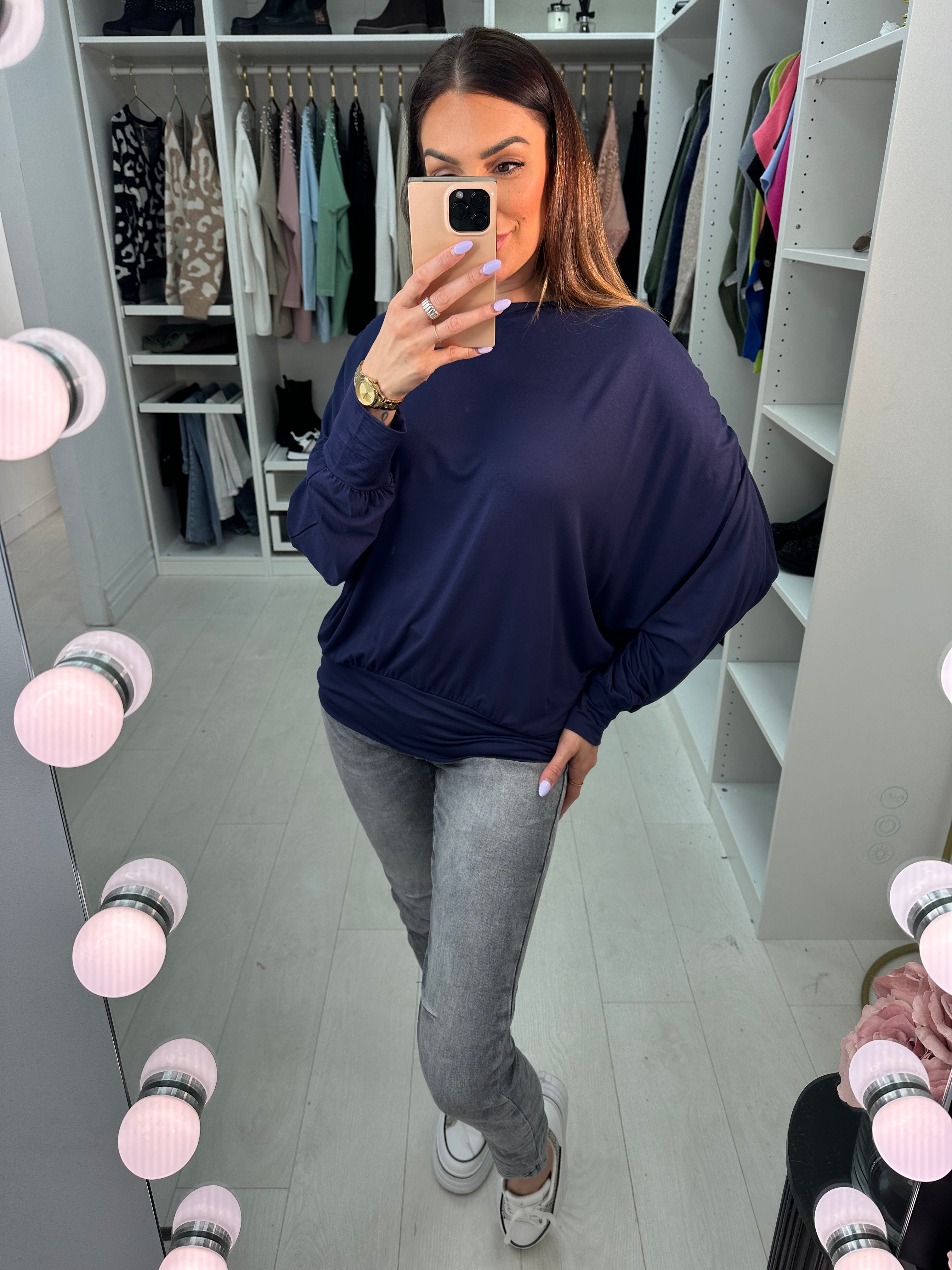 Hanif Plain Oversized Batwing Sleeve Top