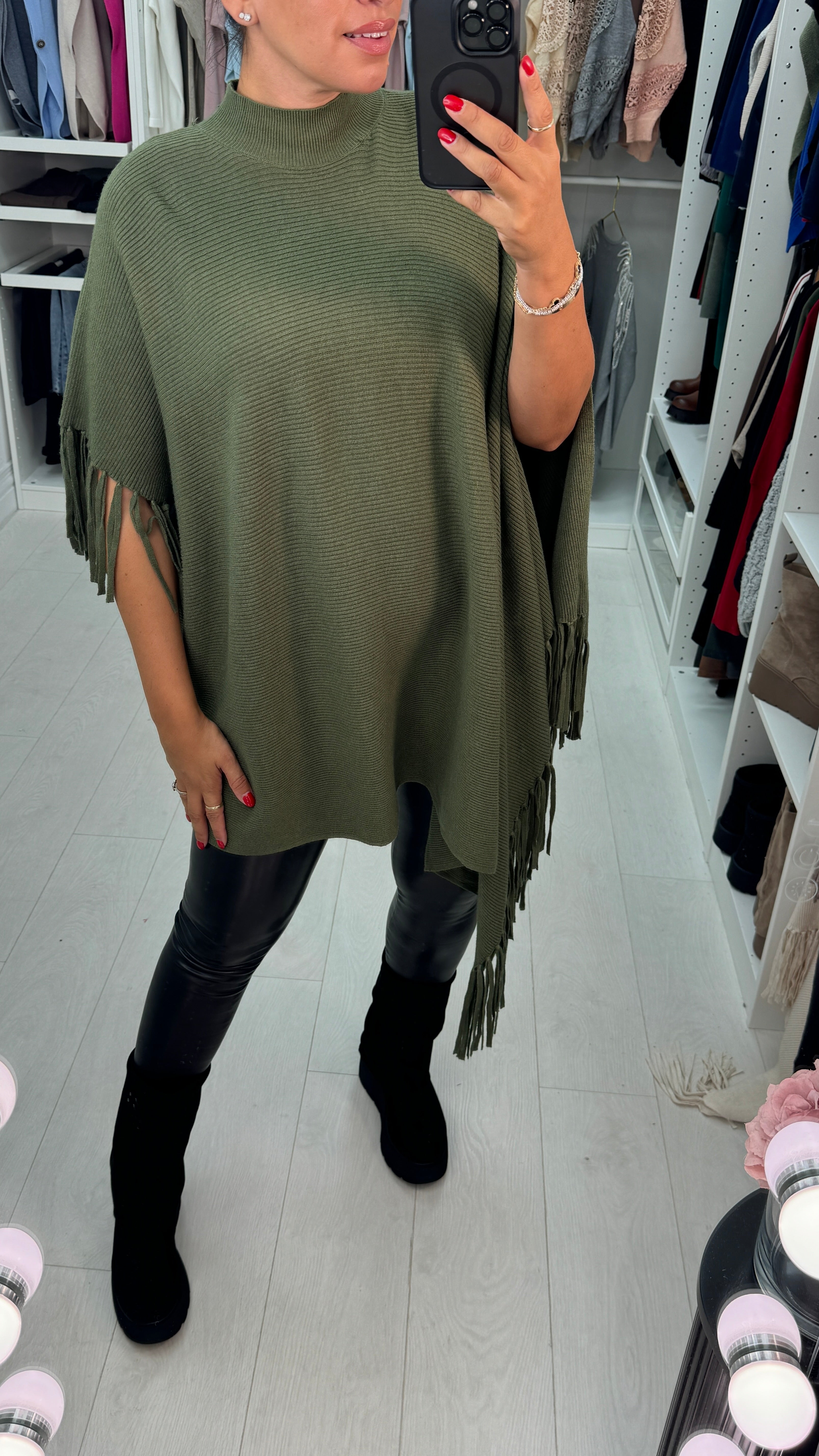 Ava Ribbed Asymmetric Poncho
