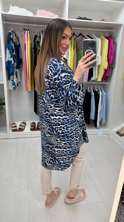 Judith Leopard Print Oversized Dipped Hem Shirt