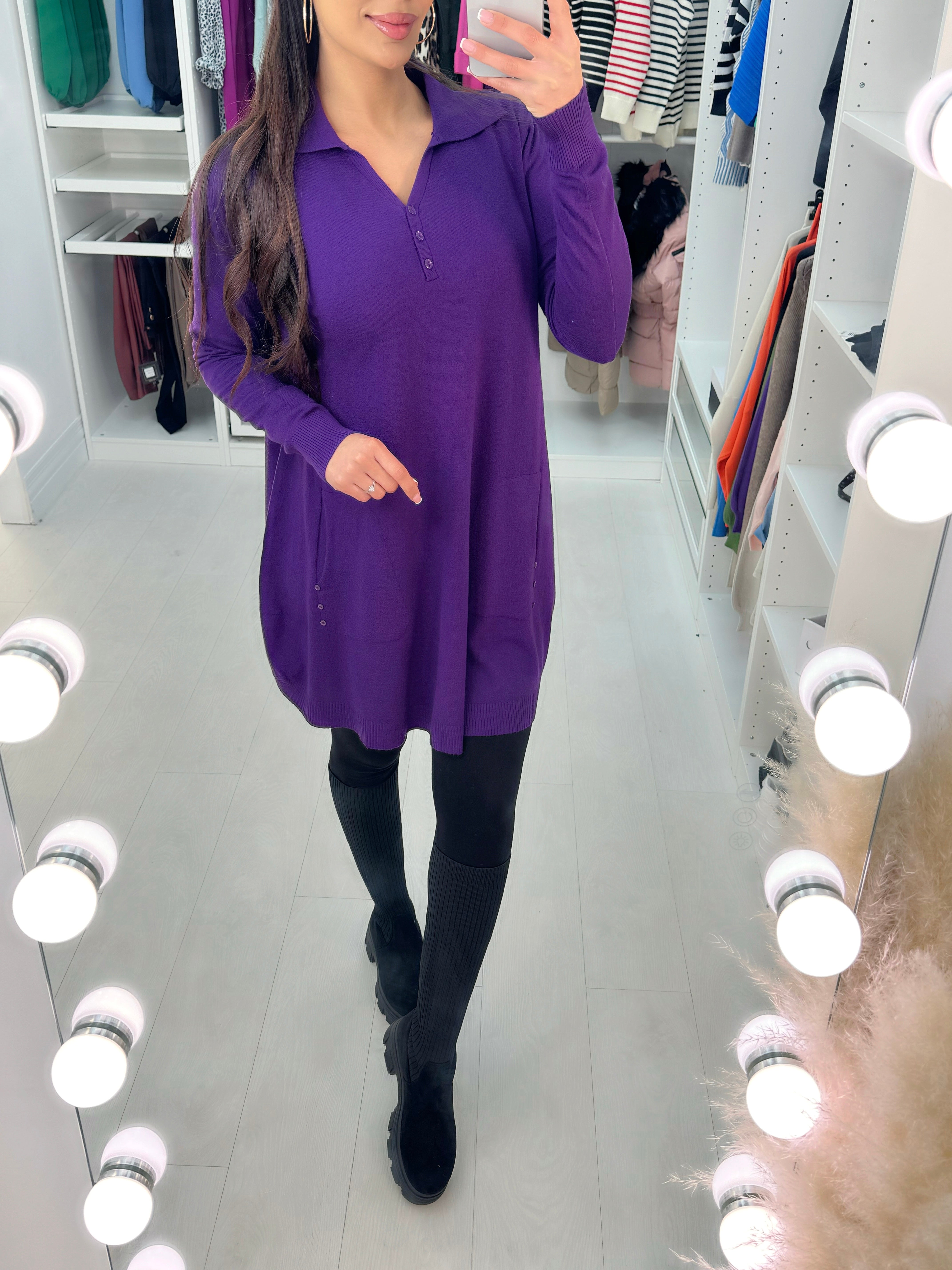 Mira Glitter Button Tunic Jumper