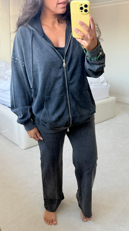 Jessie Acid Wash Stud Detail Loungewear Set