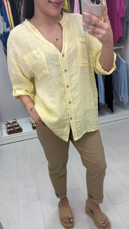 Zakiya Crochet Detail Linen Shirt