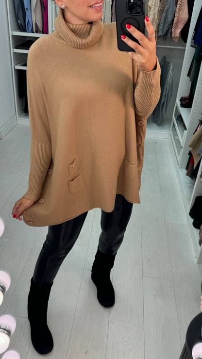 Angelina Oversized Roll Neck Knit Jumper