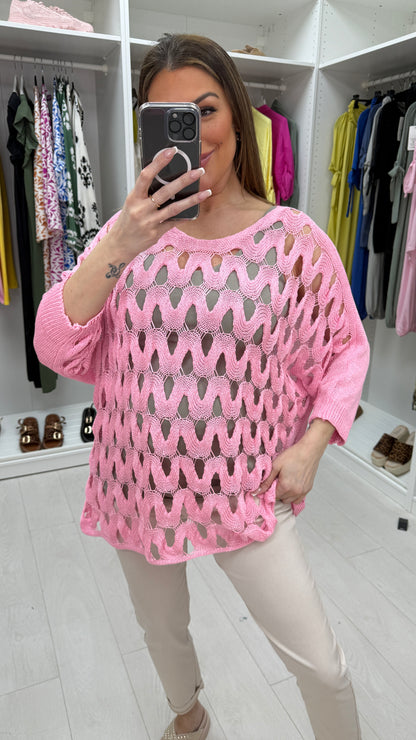 Zayna Wavy Crochet Top