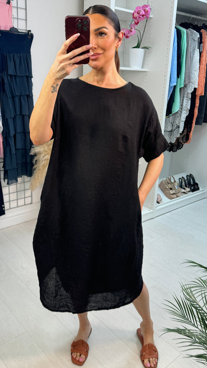 Lullah Plain Loose Fit Linen Maxi Dress