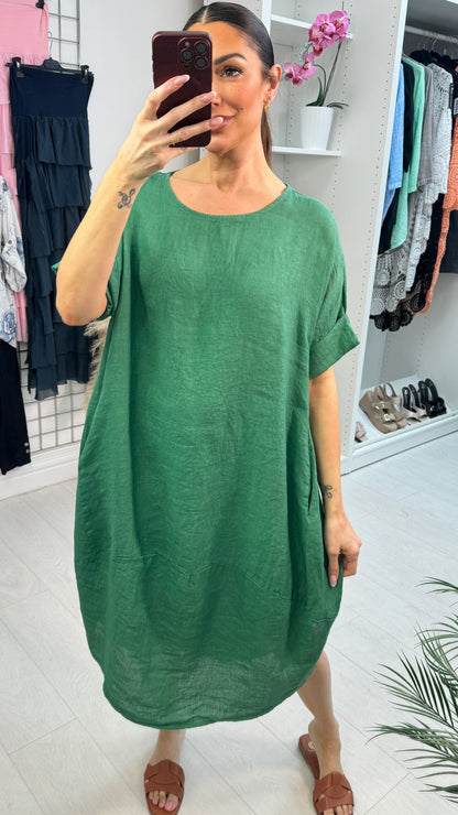 Lullah Plain Loose Fit Linen Maxi Dress