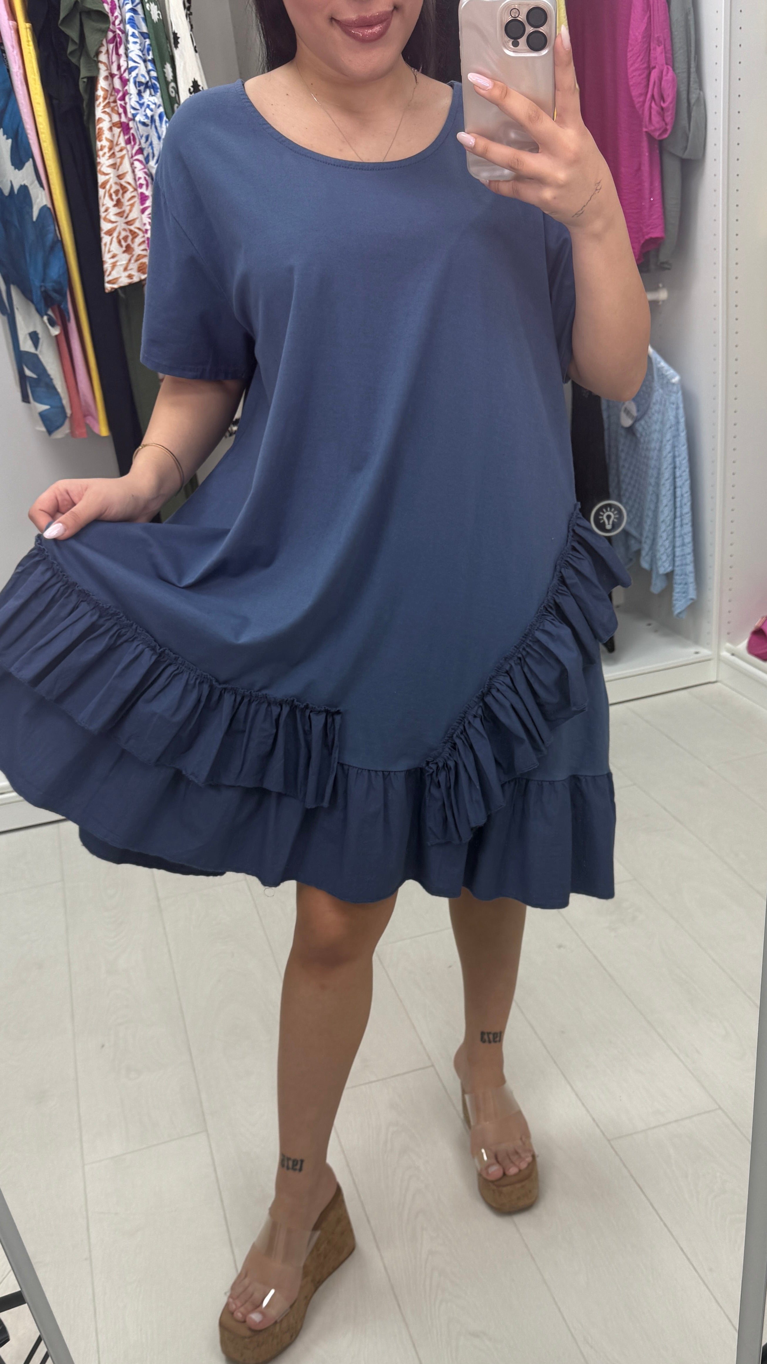 Emila Oversized Frill Ruffle Jersey Dress