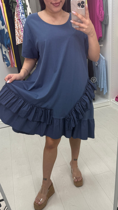Emila Oversized Frill Ruffle Jersey Dress