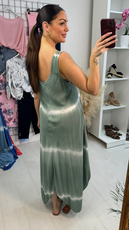 Nevena Tie Dye Asymmetric Maxi Dress