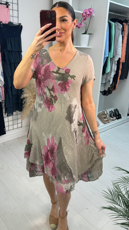 Roxy Floral Print Loose Fit Floaty Midi Dress