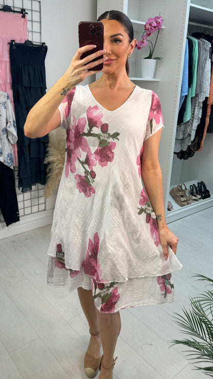 Roxy Floral Print Loose Fit Floaty Midi Dress