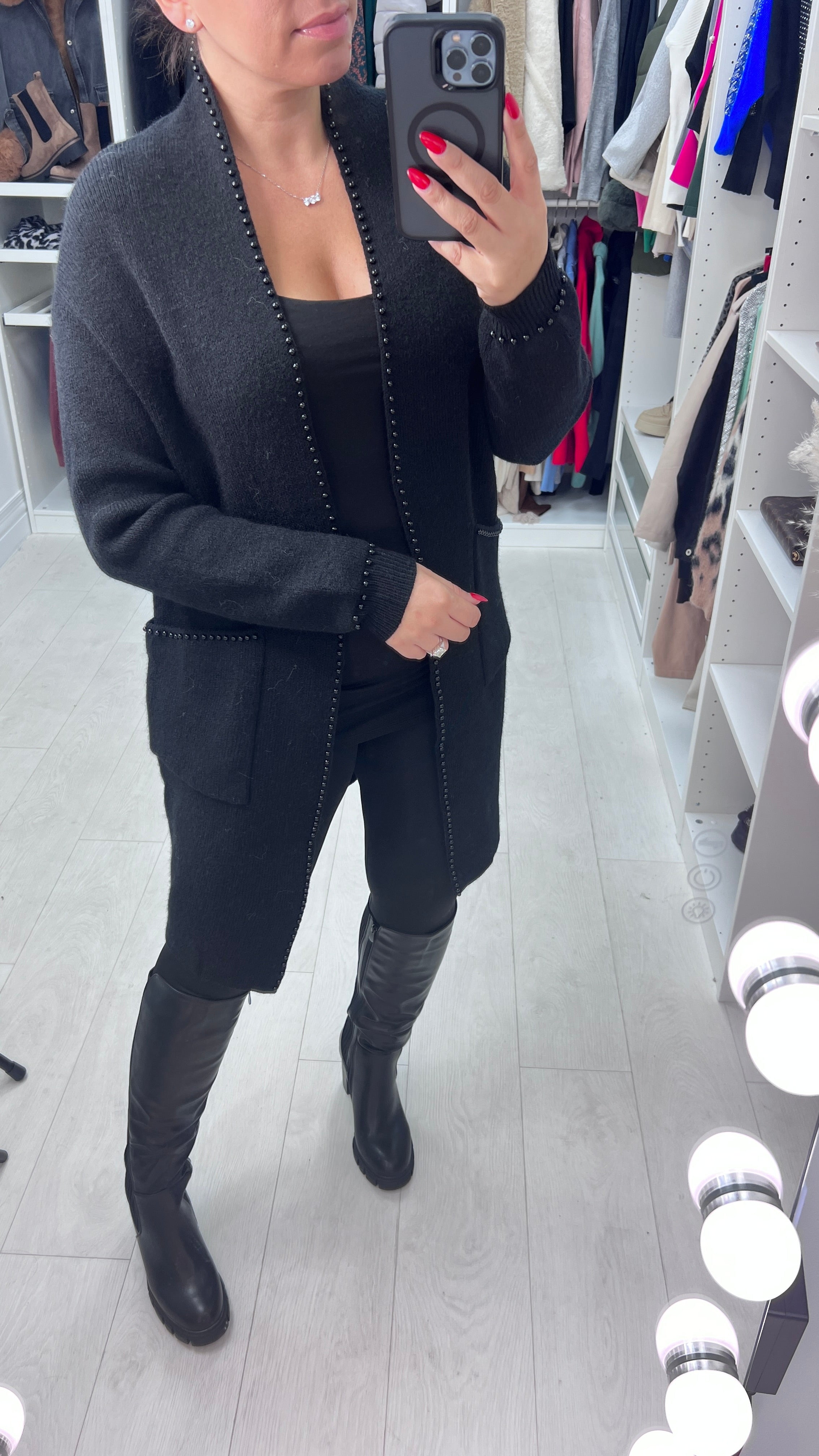 Abena Pearl Trim Cardigan