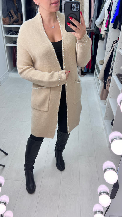 Abena Pearl Trim Cardigan