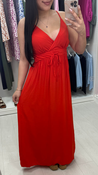 Nerja Cross Front Drawstring Maxi Dress