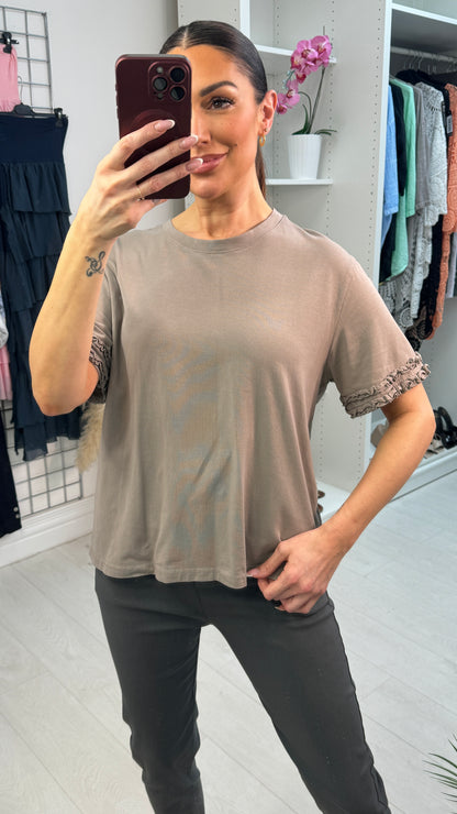 Imalda Plain Ruffle Detail Short Sleeve Top