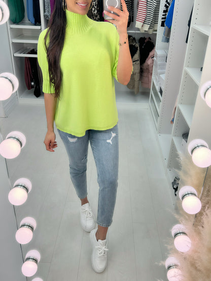 Violet Short Sleeve High Neck Jumper