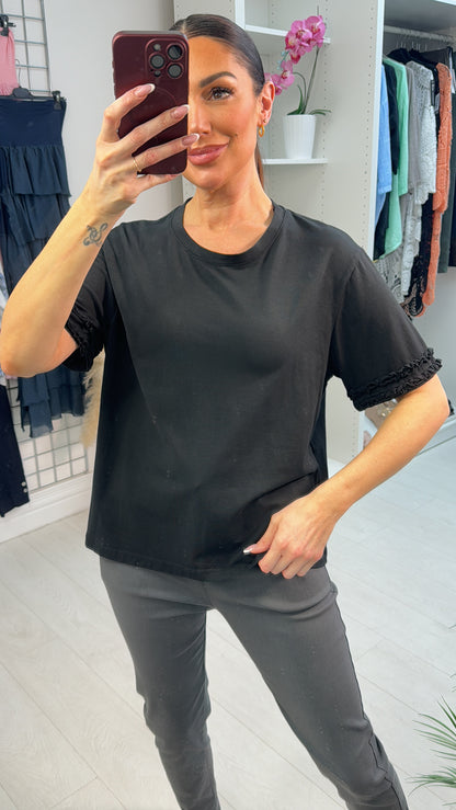 Imalda Plain Ruffle Detail Short Sleeve Top