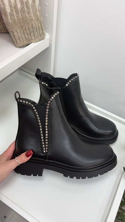 Erika Faux Leather Embellished Chelsea Boots
