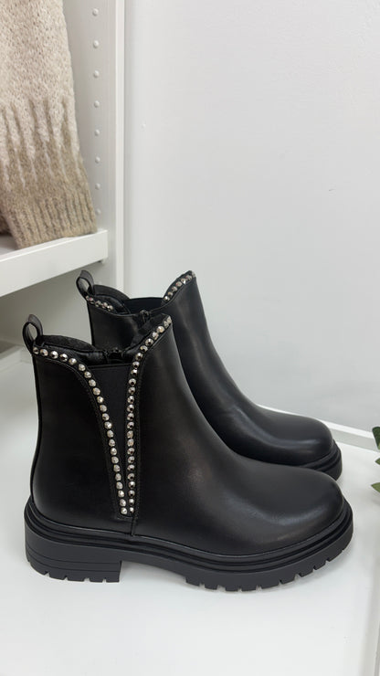 Erika Faux Leather Embellished Chelsea Boots