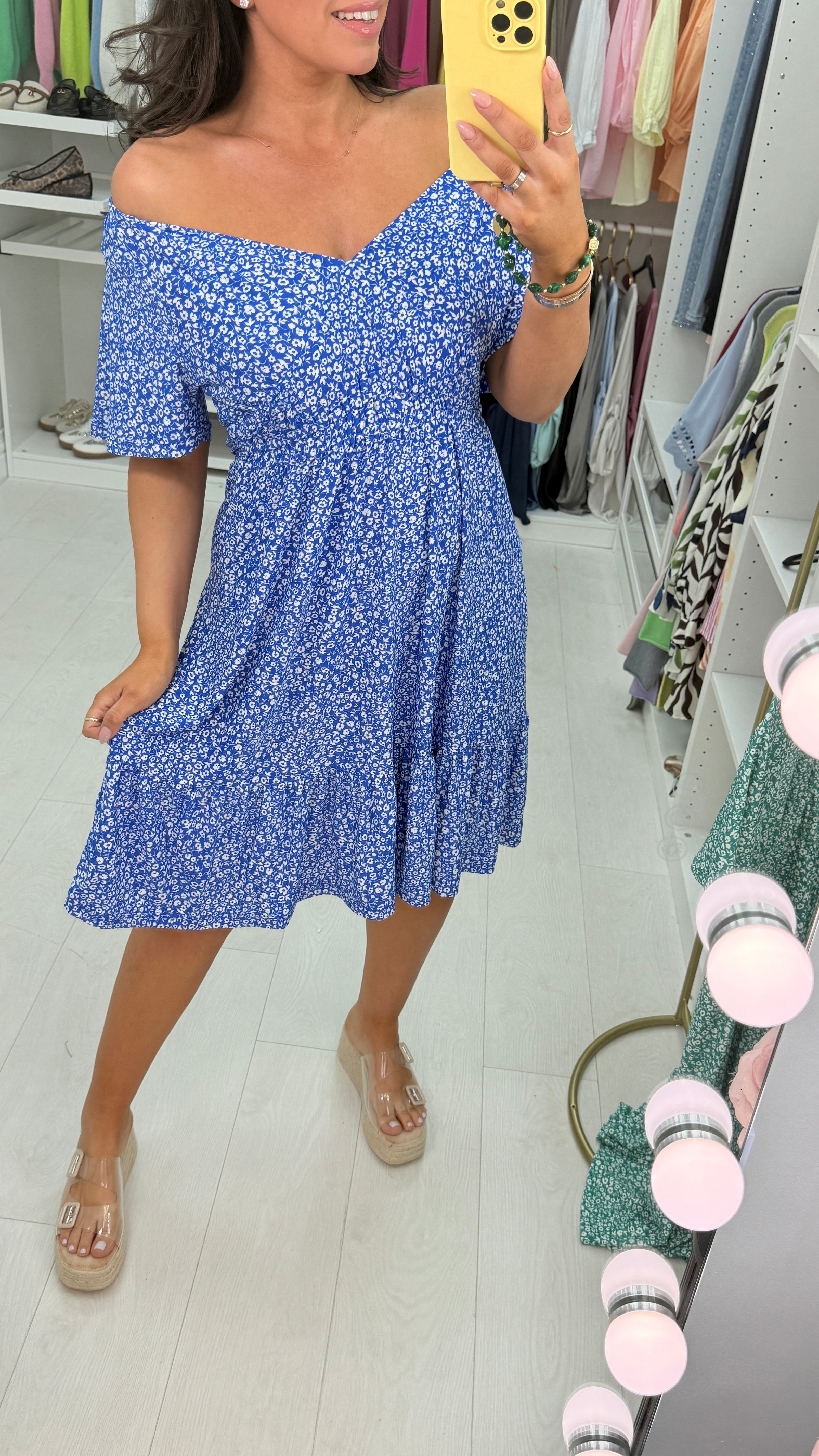 Pauline Floral Print Elasticated Waist V Neck Dress