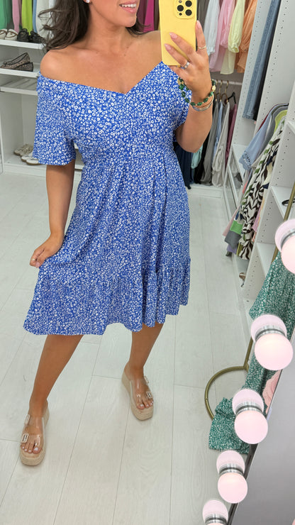 Pauline Floral Print Elasticated Waist V Neck Dress