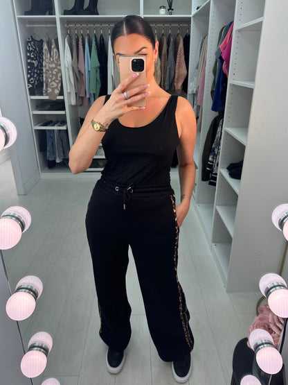 Fabio Leopard Print Side Stripe Joggers