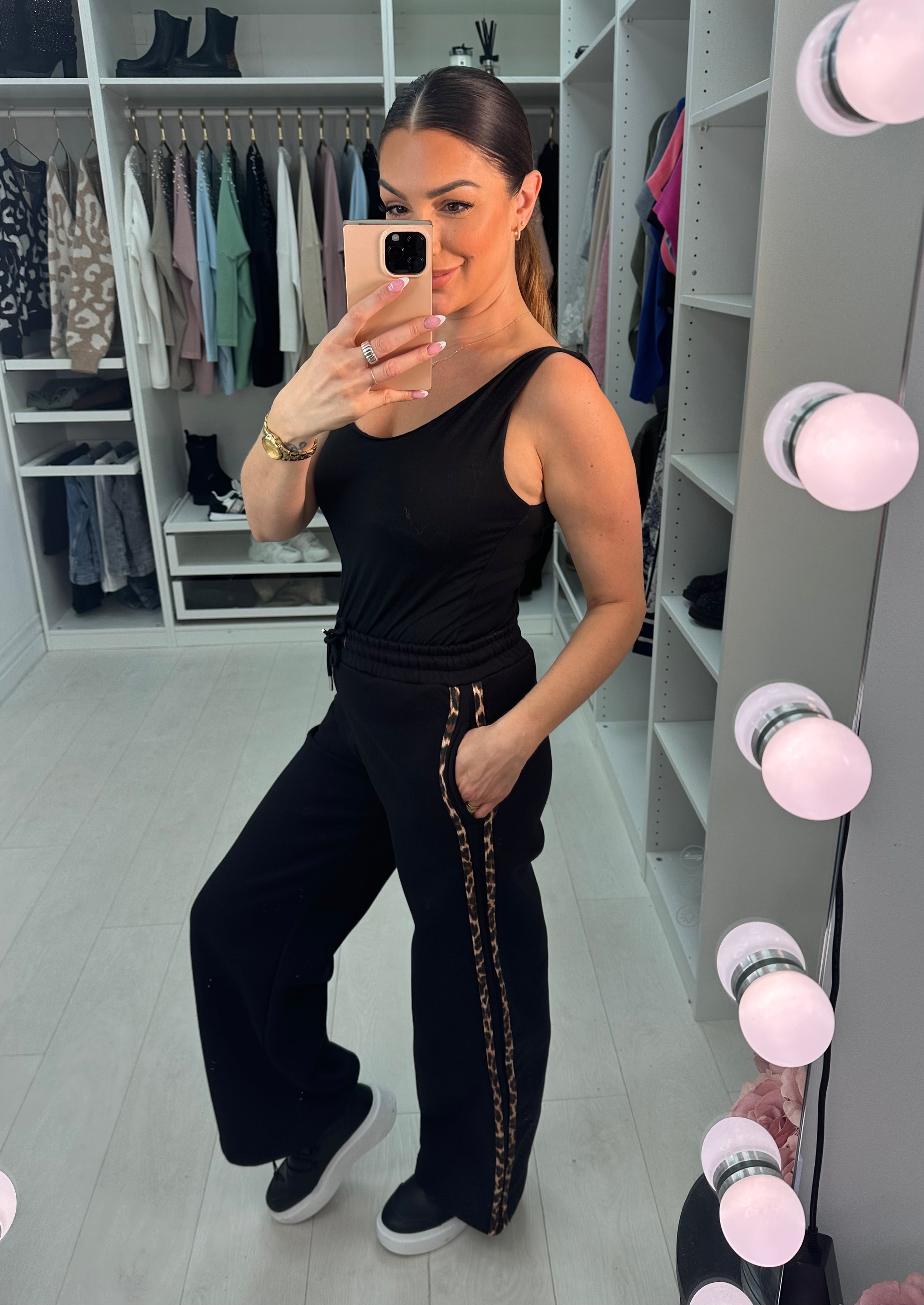 Fabio Leopard Print Side Stripe Joggers