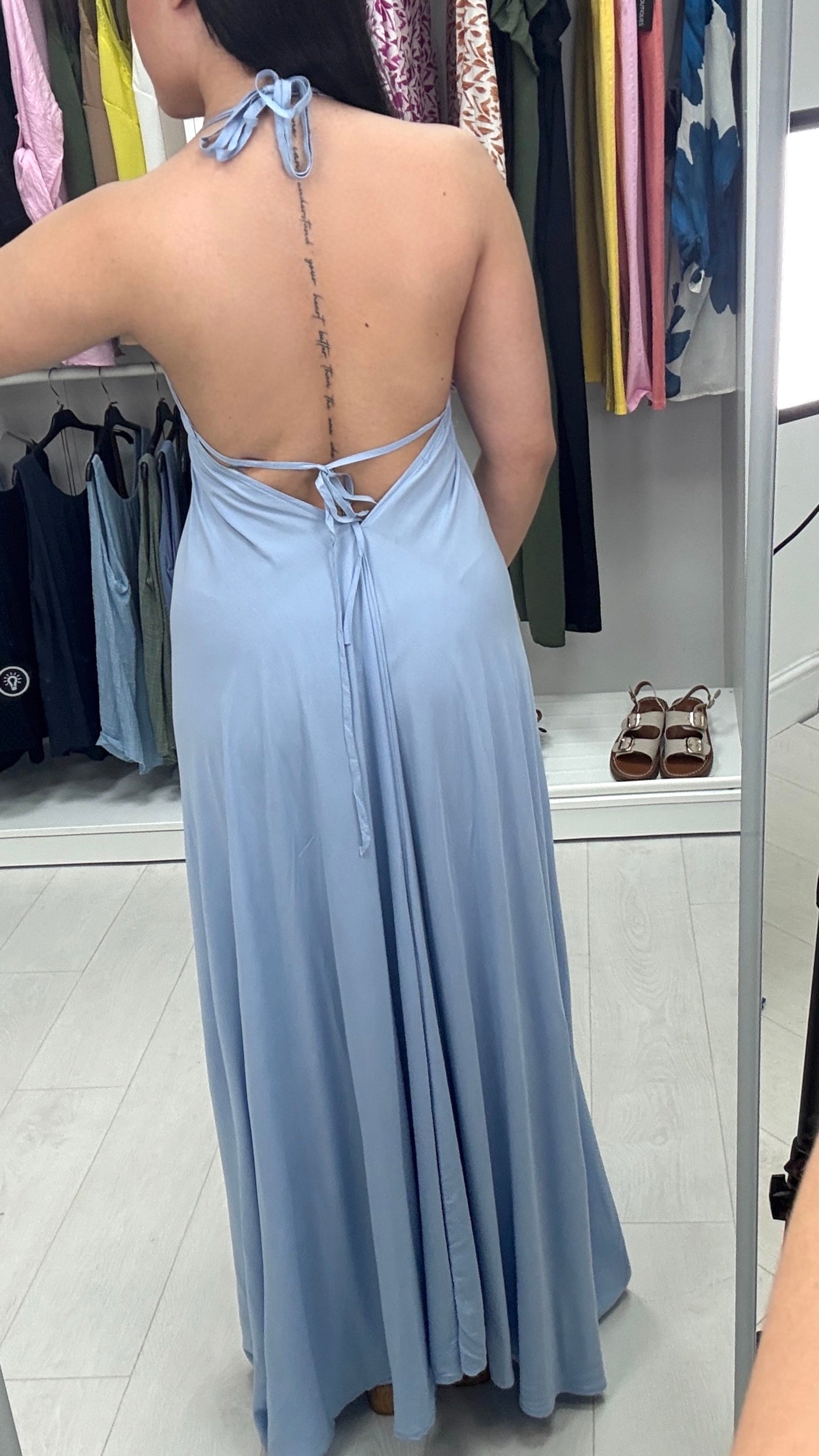 Casper Plain Deep V Back Maxi Dress