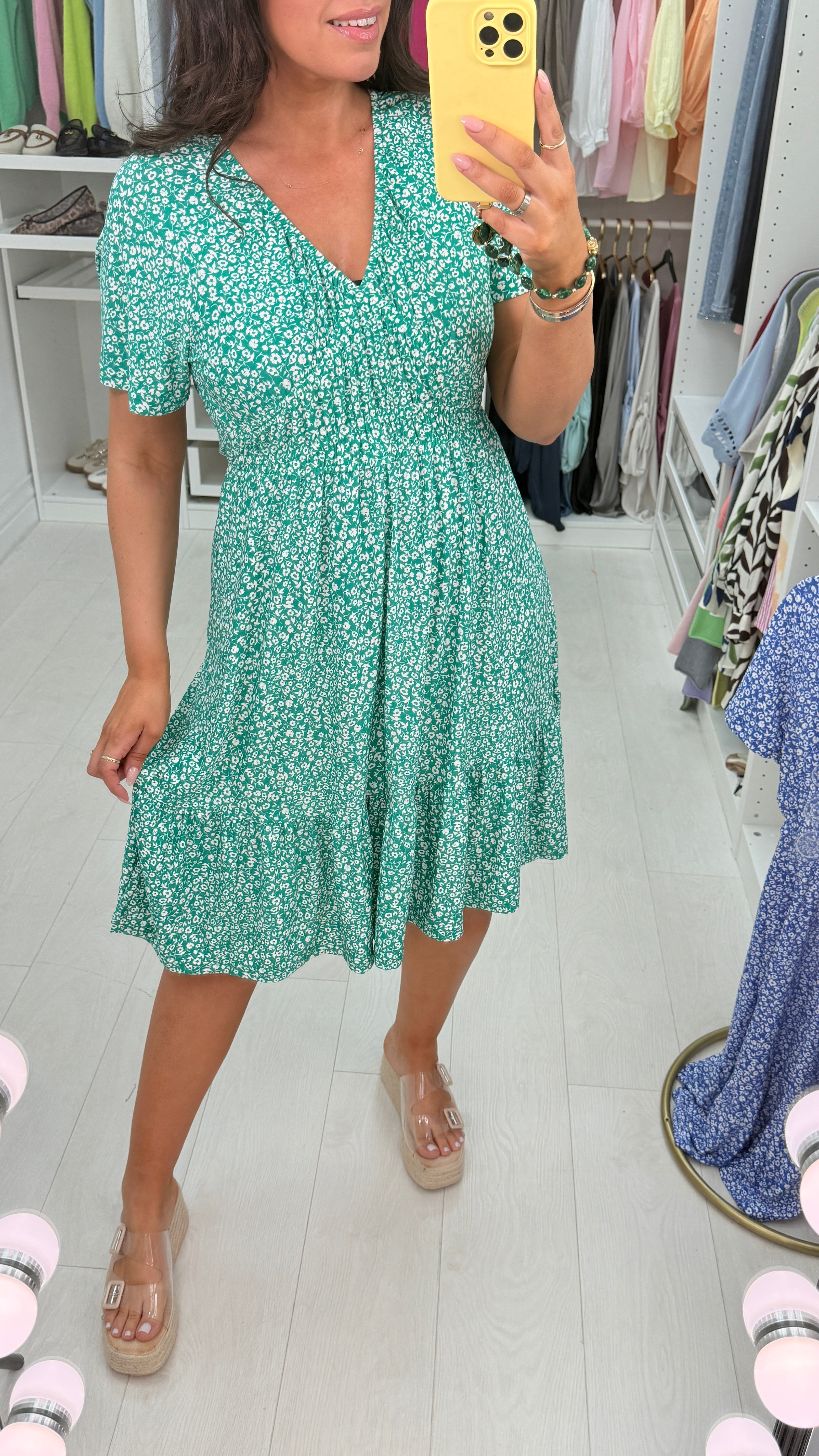 Pauline Floral Print Elasticated Waist V Neck Dress