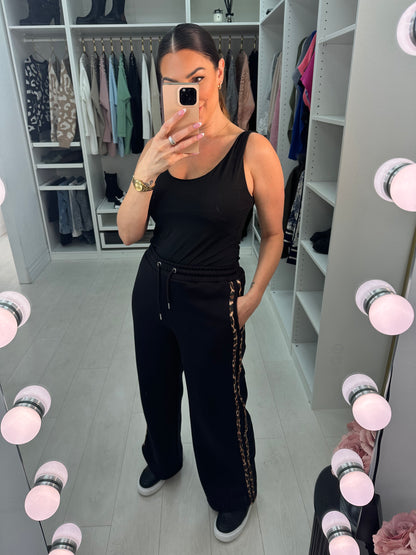 Fabio Leopard Print Side Stripe Joggers