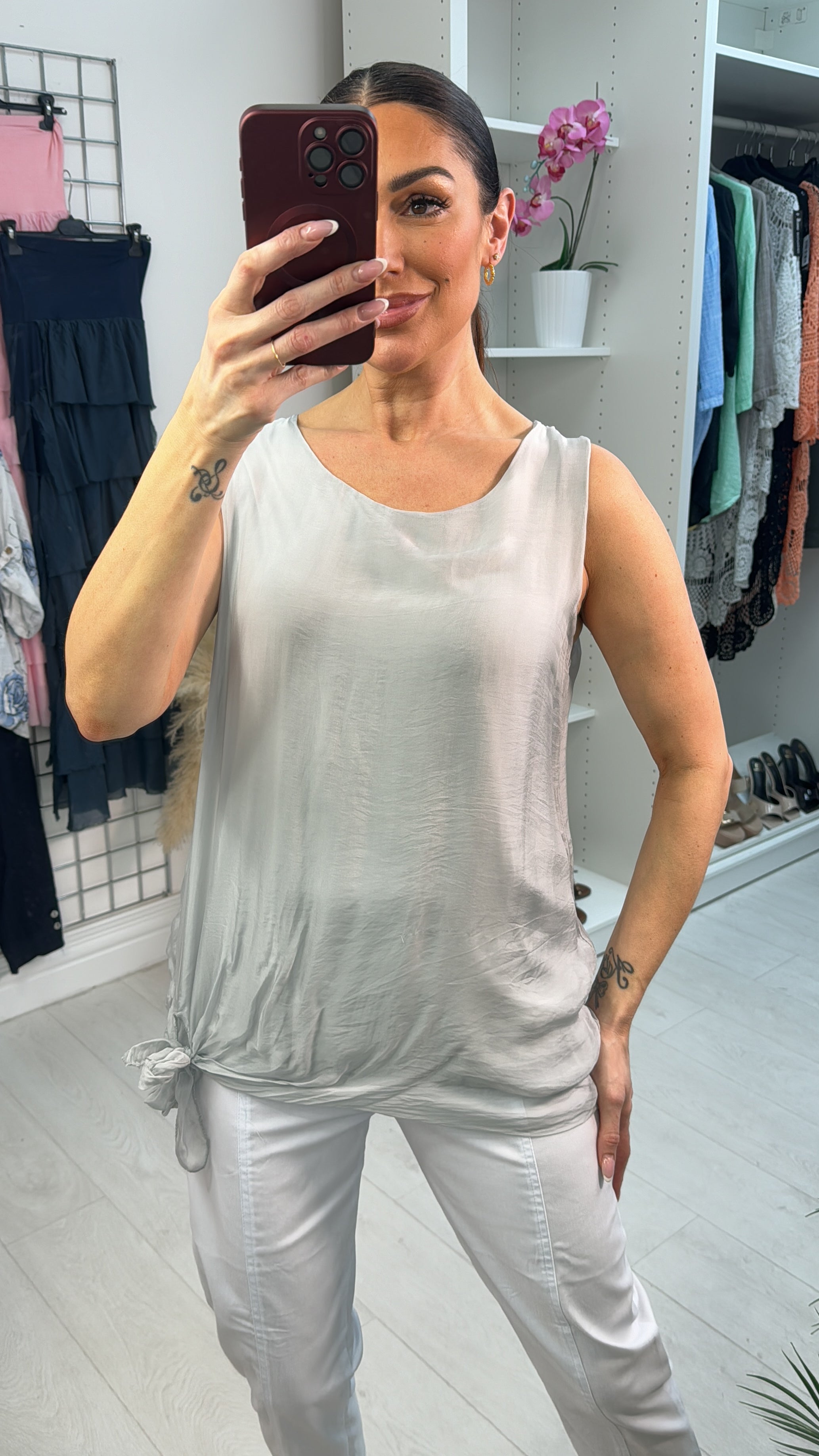 Isabel Silk Double Layer Vest Top