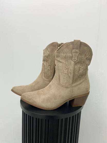 Gerardo Faux Suede Western Ankle Boots